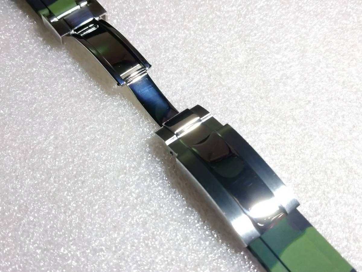[ не использовался ] резиновая лента Rolex соответствует камуфляж зеленый неоригинальный товар ( царапина есть )RBMJ-1