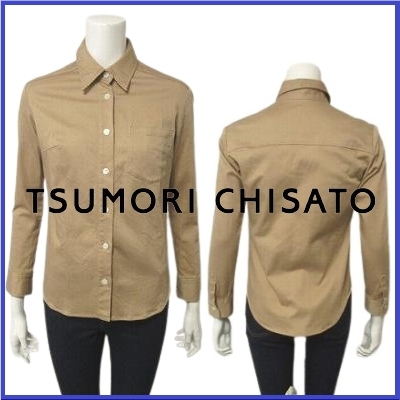 ツモリチサト TSUMORI 最大74%OFFクーポン CHISATO 78％以上節約 シャツ ジャケット ブラウス トップス ブルゾン ステンカラー カットソー レディース ベージュ M