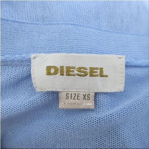 【美品】国内正規 ディーゼル DIESEL ニット カーディガン ニットソー トップス Vネック コットン100％ XS ブルー系 レディース