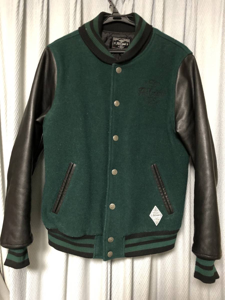 CRIMIE varsity jacket スタジャン S 緑×黒　革袖　クライミー leather スタジアムジャケット_画像1