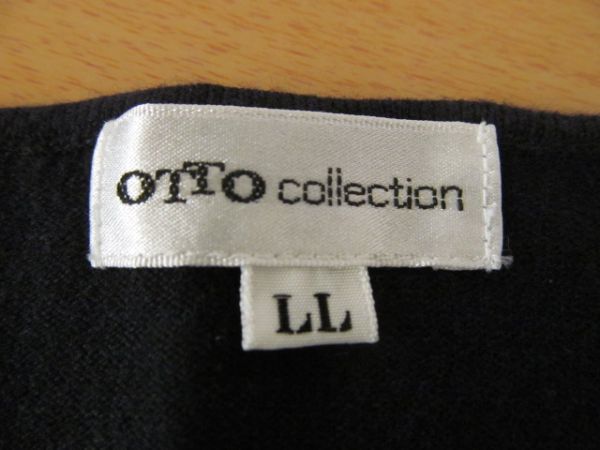 (44419)Otto Collection　オットーコレクション　ボーダー　スクエアネック　ニット　セーター　半端袖　ネイビー系　LL　保管品_カラー　ネイビー系