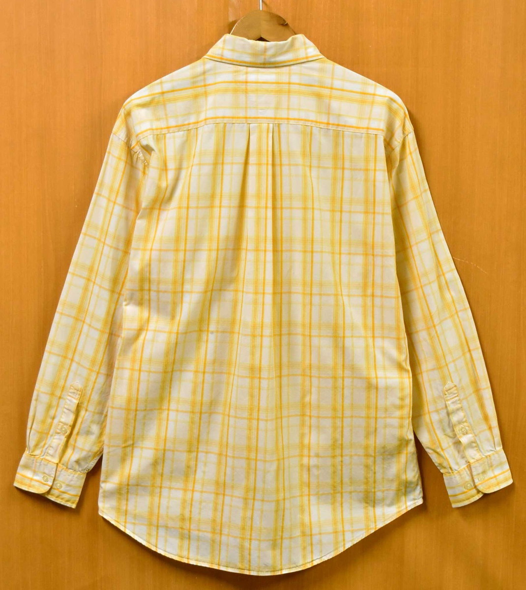 ビッグサイズ トミーヒルフィガー 長袖シャツ 薄手 ボタンダウン ホワイト×オレンジ チェック柄 XL相当(24605_画像2