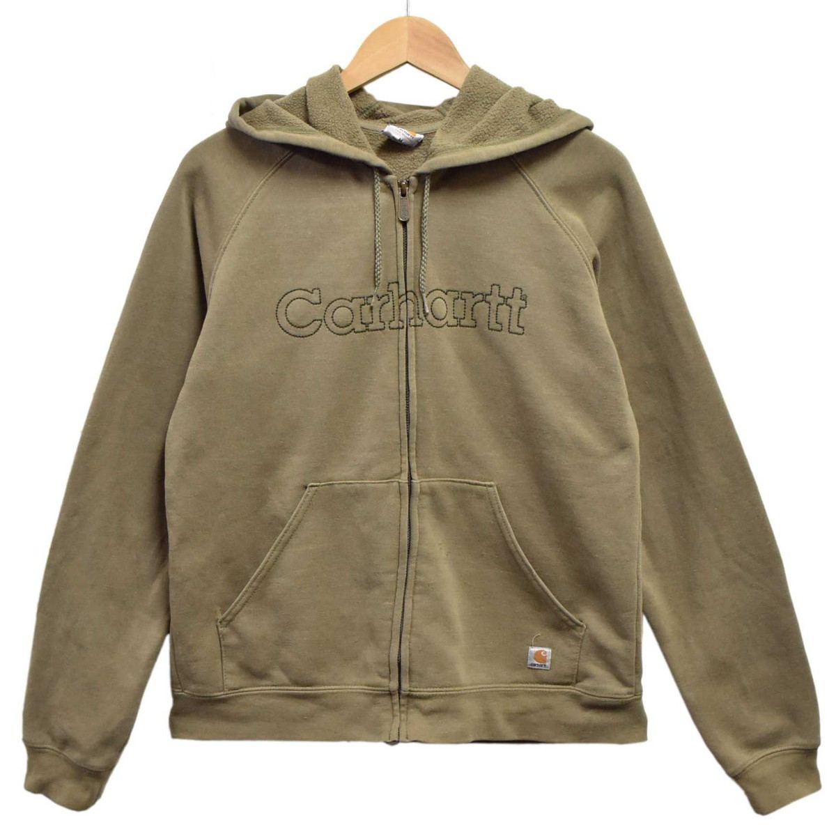 Carhartt カーハート フルジップ スウェット パーカ カーキ レディースL相当(30725_画像1