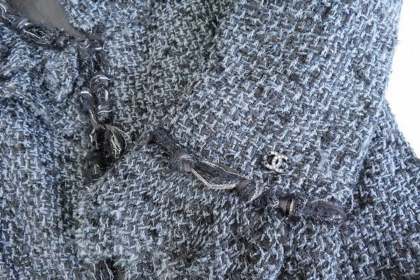 apc シャネル CHANEL ジャケット ツイード 36 グレー 06A 黒
