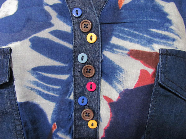 #anc デシグアル Desigual シャツ ブラウス XXL マルチ チュニック 総柄 デニム ボタン 大きいサイズ レディース [673813]_画像7