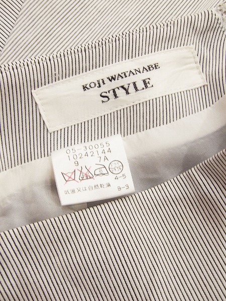 QT極美品 コージワタナベ KOJI WATANABE STYLE 白 黒 コットン素材 ハギパネルスカート 9号(M)/レディース/春夏