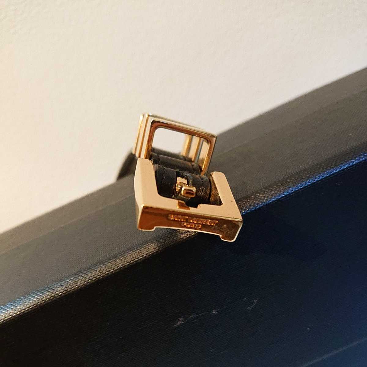 ☆GRZ314629 SAINT LAURENT 3連バックルレザーベルト ブラック サイズ
