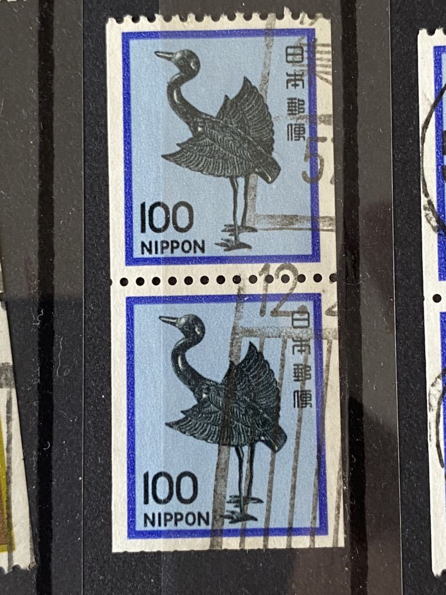 100円切手(銀鶴)★コイル切手　57年ローラー消印_画像1