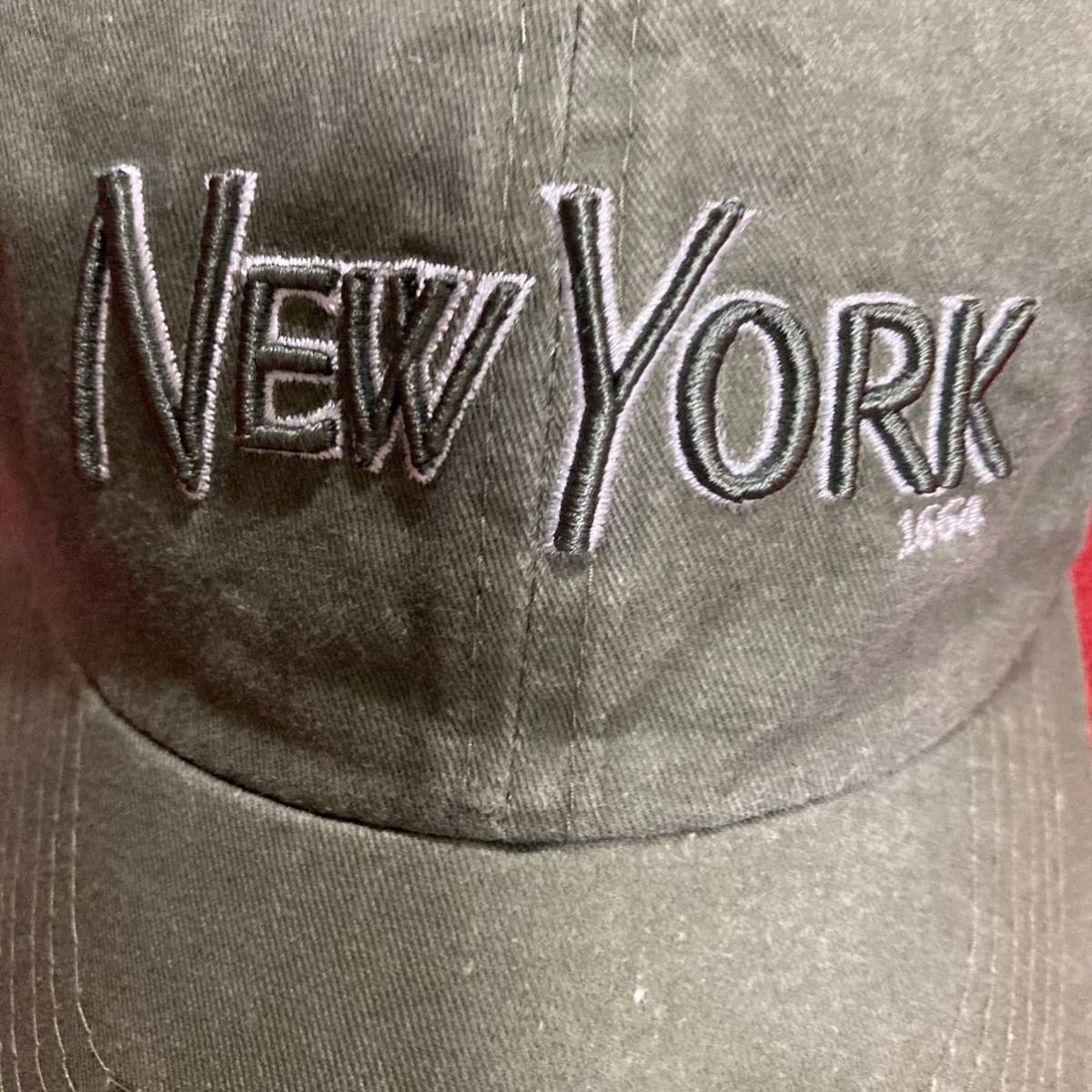 キャップ帽子　NEWYORK ビンテージ　カーキ色　コットン100% アウトドア　ジョギング　バーベキュー　ツバの長さ7㎝　フリーサイ即決_画像6