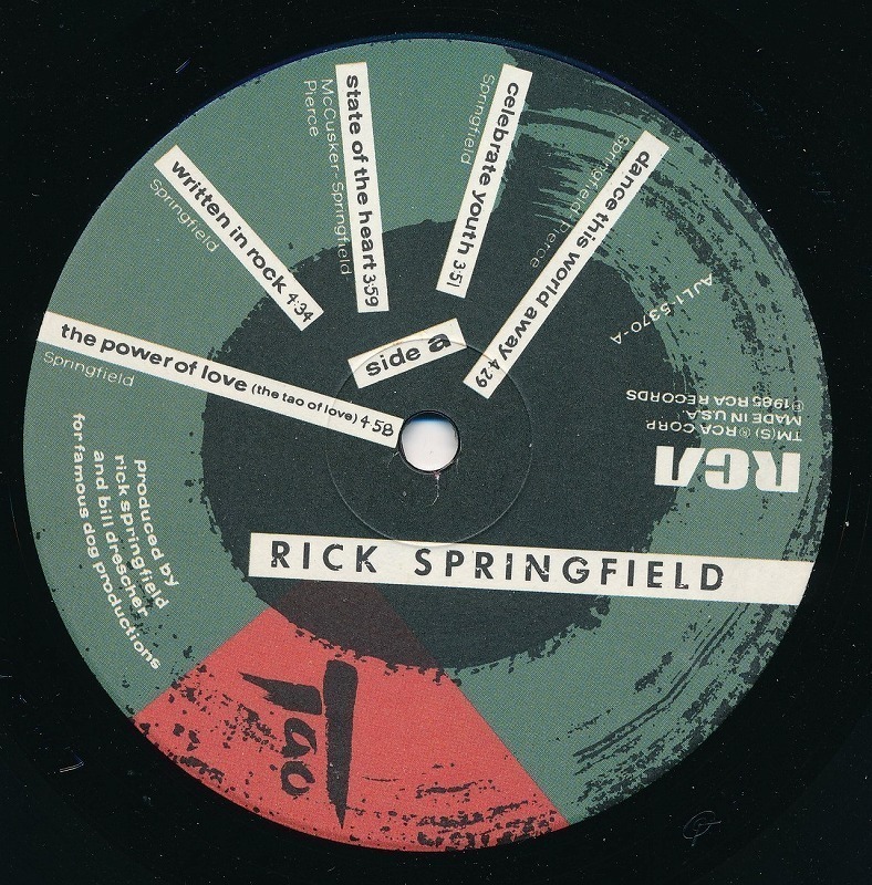 RICK SPRINGFIELD/リック・スプリングフィールド/TAO/US盤/中古12インチ!!2043_画像2