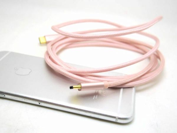 USB type-c ケーブル 2m macbookに最適 ナイロン編み ローズゴールド_画像5