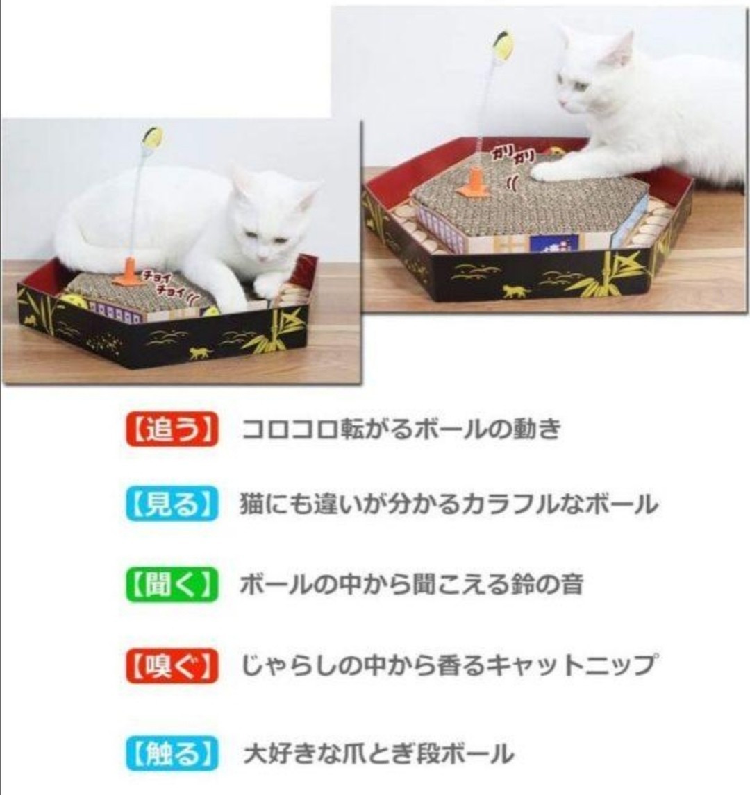 ストレス解消 爪とぎ  ボール付き おもちゃ 高密度ダンボール  猫用品 かわいいねこ 小動物