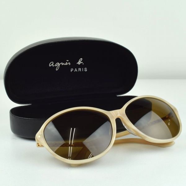 [0458] прекрасный товар * Agnes B солнцезащитные очки AB-2826-MH Asian Fit *agnes.b розовое золото бежевый с футляром 