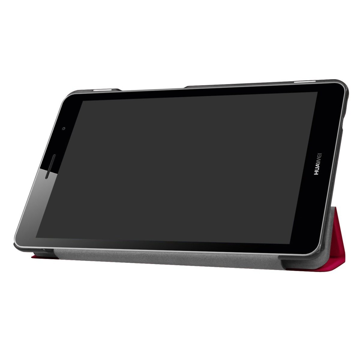 Huawei Mediapad T3 8.0 タブレット専用スタンド機能付きケース 三つ折 カバー 軽量型 薄型 （2017モデル）PUレザーケース レッド_画像3