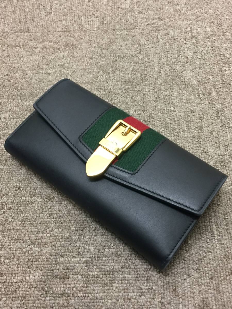 美品！格安！GUCCI グッチ シルヴィ ウェブ コンチネンタルウォレット シェリーライン レザー 二つ折り長財布 476084_画像2