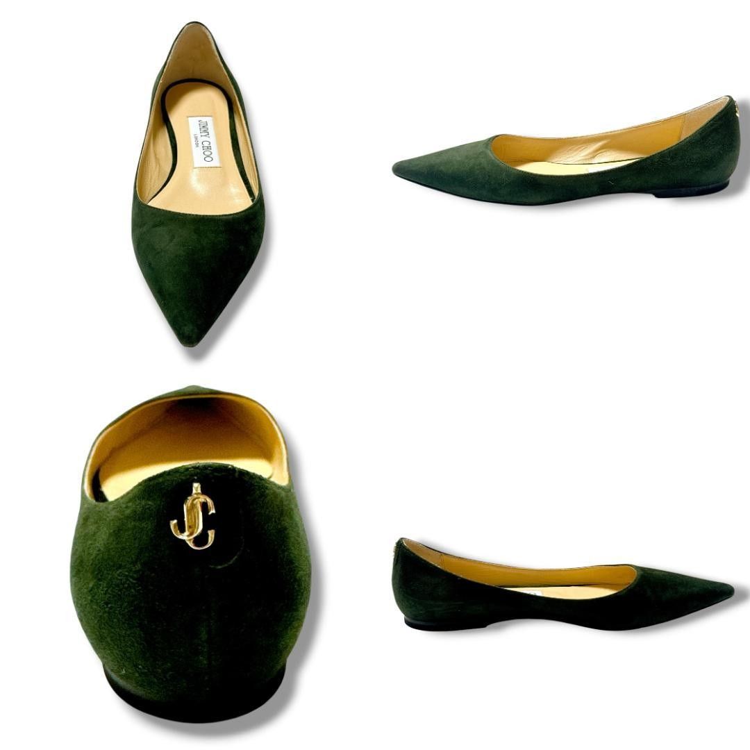 JIMMY CHOO ジミーチュウ JCロゴ フラットシューズ スエード 36