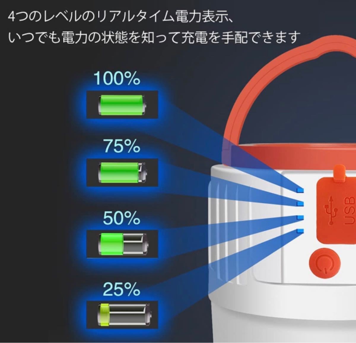 キャンプランタン LEDランタン テントライト 高輝度 USB充電式 5つ点灯モード キャンプライト リモコン付 IP65