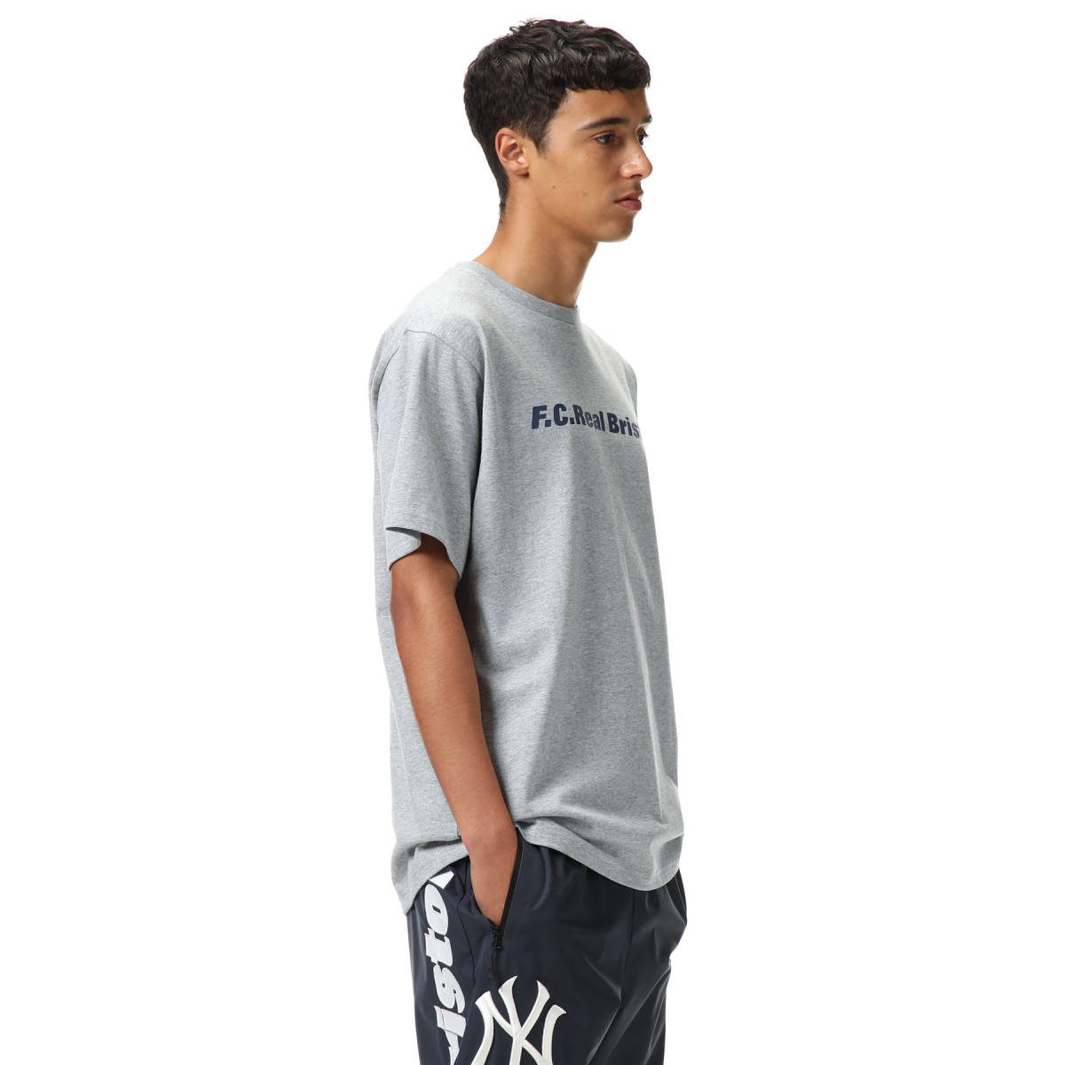 FCRB 21AW MLB TOUR BIG TEAM LOGO TEE グレー Lサイズ 新品 ビッグ