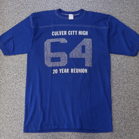 70s USA製 Sportswear フットボール Tシャツ XL ブルー CULVER CITY 