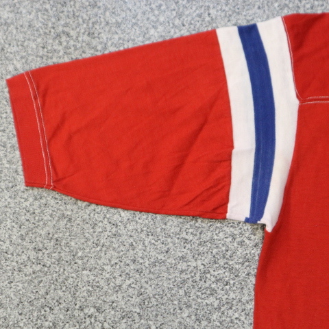 70s USA製 ナンバリング 33 フットボール Tシャツ XL レッド Sportswear カレッジ チーム ロゴ 80s ヴィンテージ_画像4