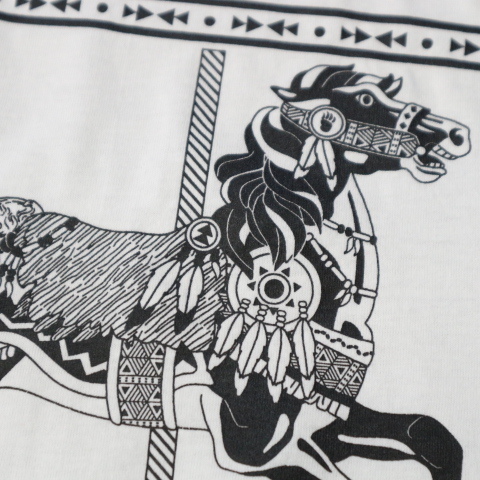 90s USA製 インディアン 馬 Tシャツ L ホワイト Screen Stars ネイティブアメリカン Horse アニマル 動物 半袖 イラスト ヴィンテージ_画像3