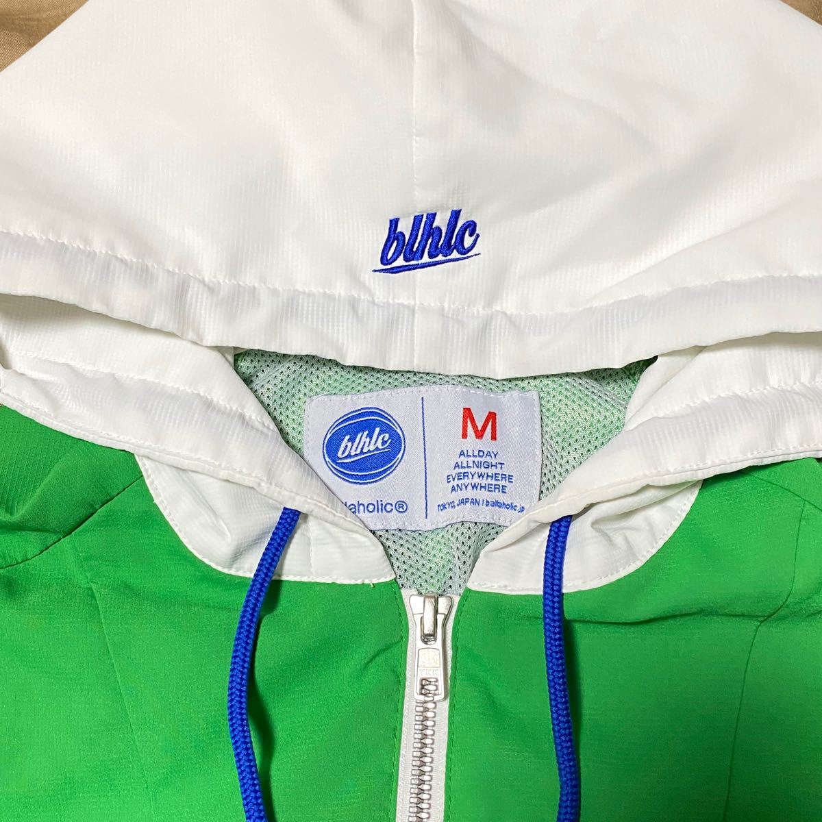 【希少品】ballaholic pullover jacket 緑×白 ナイロンジャケット Supreme