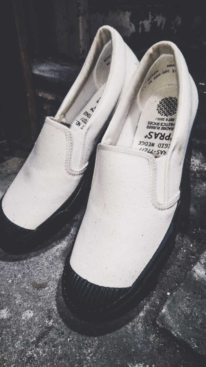 PRAS shellcap slip-on athletics shoes プラス シェルキャップ スリッポン アスレチック デッキシューズ バルカナイズド製法 ビンテージ_画像1