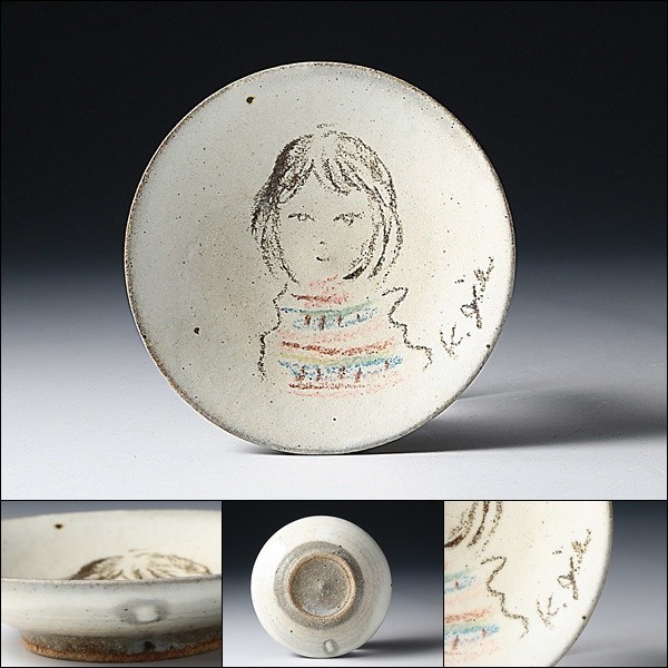 U07961 KATUYUKI GIBO. guarantee .. hand .. plate ornament plate [ small ] young lady map sculpture house /500