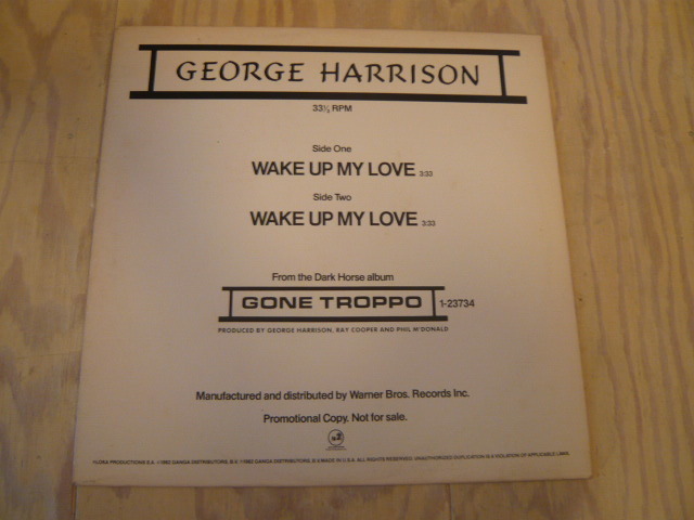 ☆USプロモオンリー１２インチ盤/GEORGE HARRISON/WAKE UP MY LOVE☆_画像1