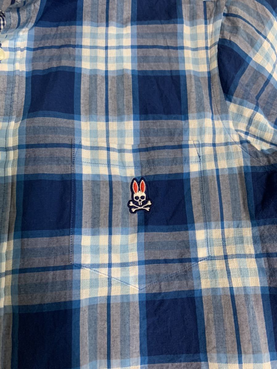 美品 サイコバニー メンズ 半袖シャツ 日本製 46 Mサイズ Psycho Bunny MADE IN JAPAN シャツ チェック バーニーズニューヨーク トップス_画像5