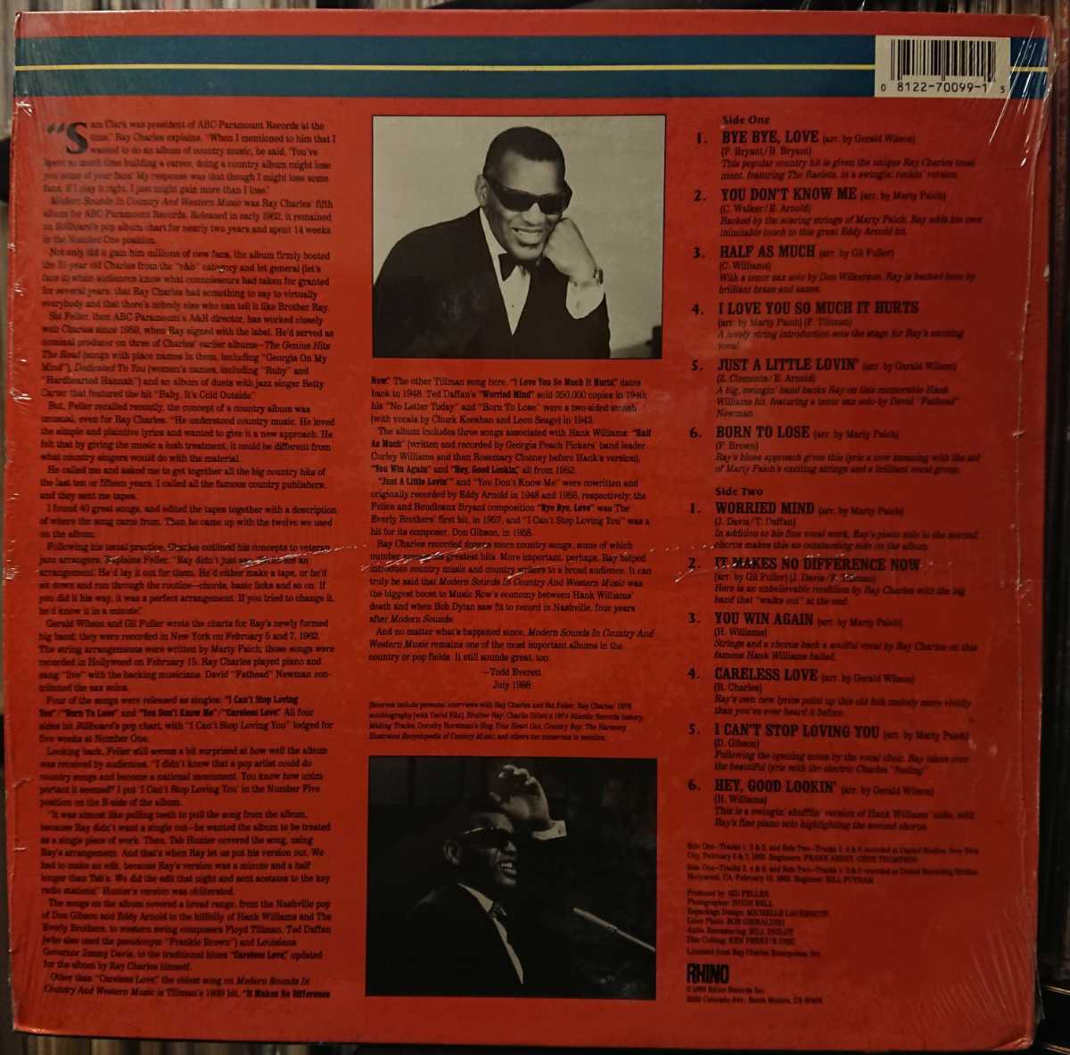  Ray Charles - Modern Sounds In Country And Western Music /1988 US,シュリンク,カンパニースリーブ/Rhino Records - R1 70099_画像2