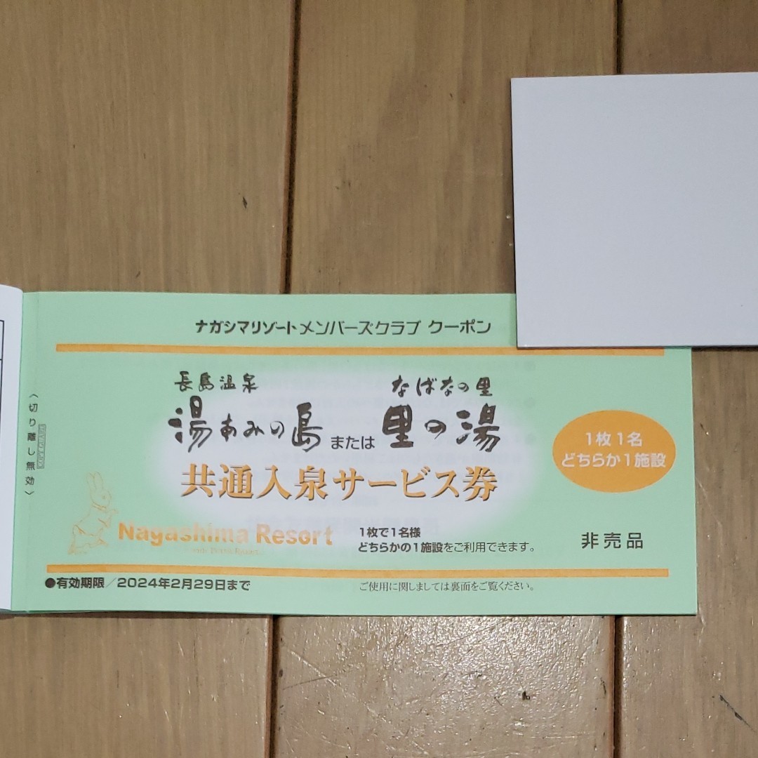 ナガシマスパーランド、なばなの里 共通入泉券+メンバーズクラブクーポン 3000円分