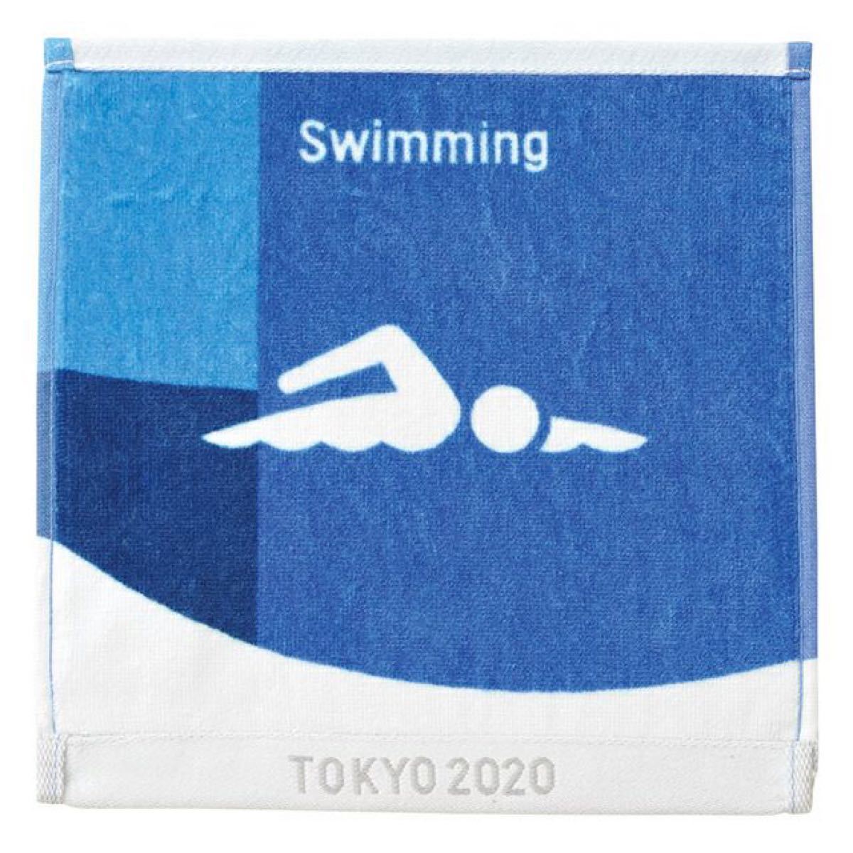 ピクトグラム柄の水泳競技ハンドタオル★東京オリンピック公式ライセンス