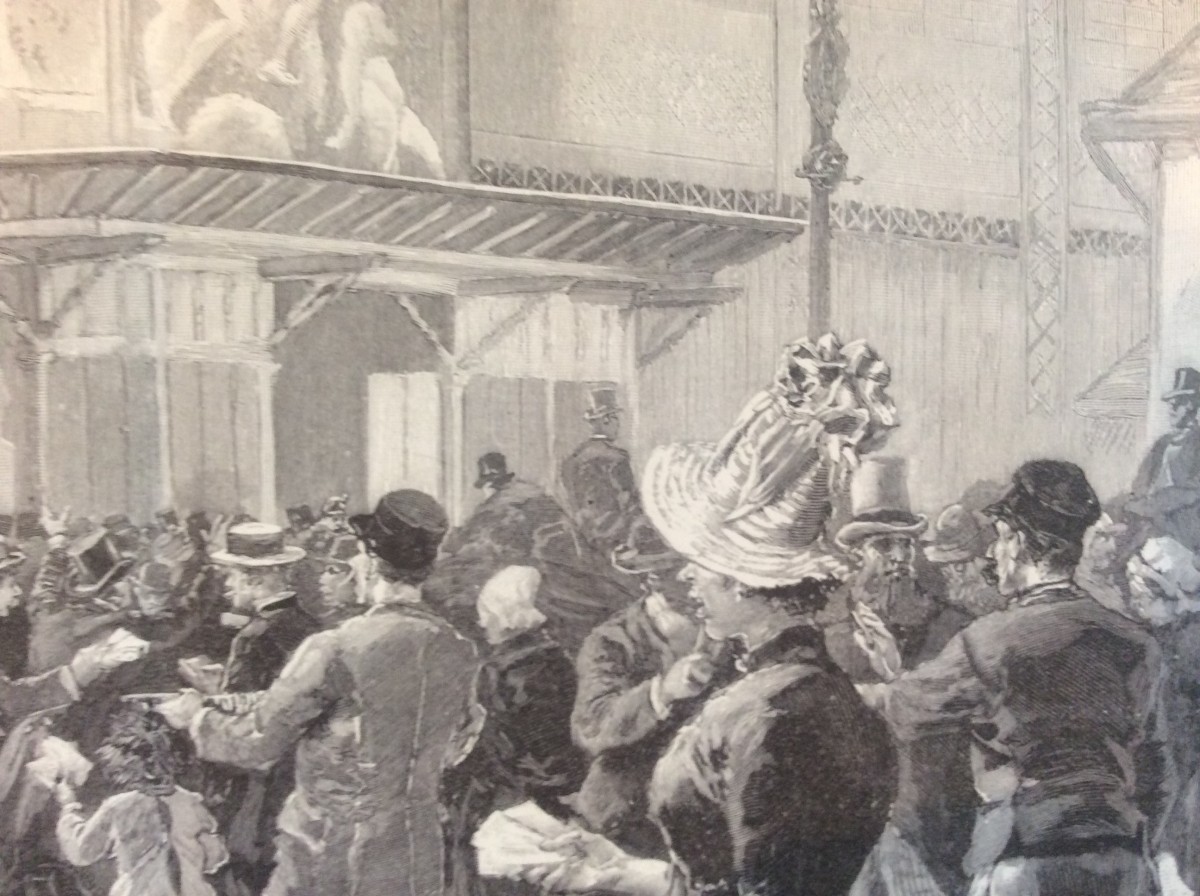 1889年 パリ万博 ツールヴィル門のチケット販売 大判オリジナル木版画