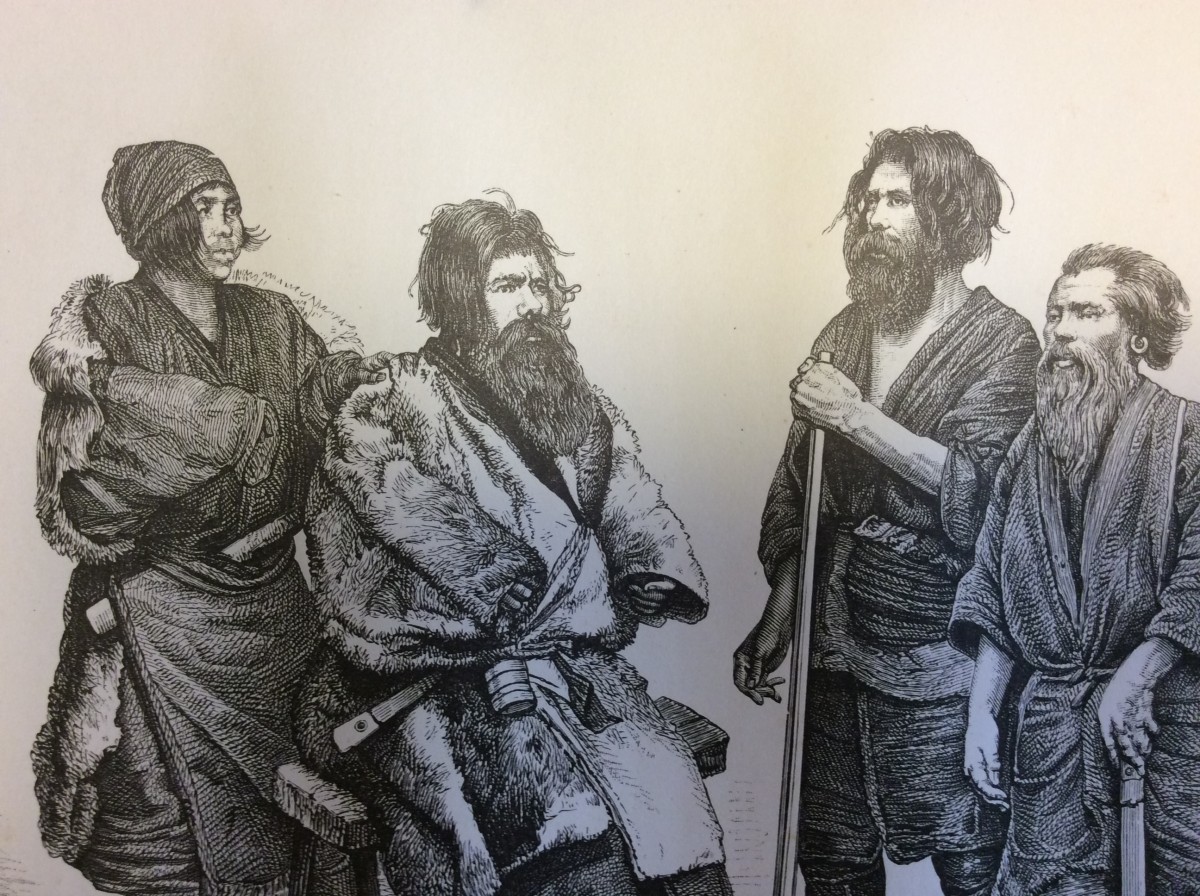 1882年 アイヌの人々 オリジナル木版画_画像2