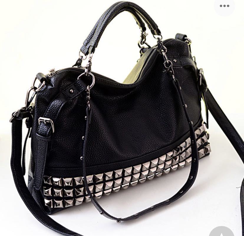 [ new goods & the lowest price ] lock punk bag lady's studs attaching bag handbag PU leather O shoulder bag bag Cross body 