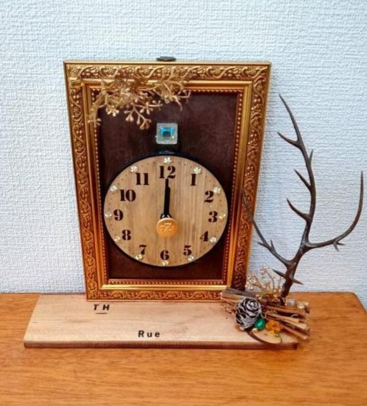  hand made *3way. possible to use ornament & put clock * Kirakira Gold * key hook . accessory .. wood shelves attaching 