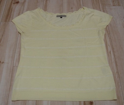 * PROPORTION BODY DRESSING Proportion Body Dressing pastel yellow summer knitted cut and sewn beads decoration * USED *