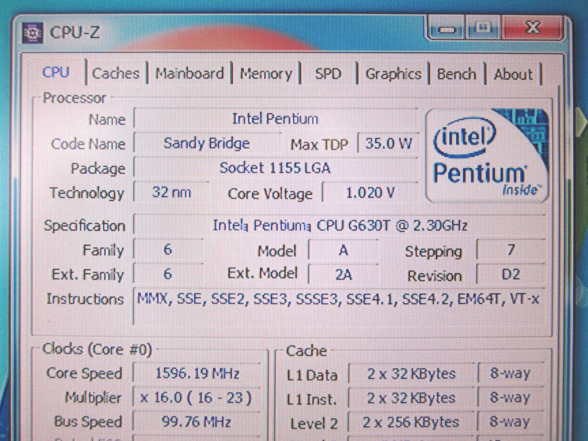* Intel Boxed Pentium G630T 2.30GHz LGA1155 SandyBridge used operation goods 