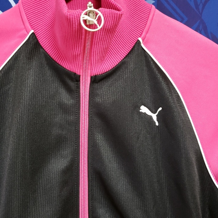 プーマ ジャケット 上着トップス ジップジャンパー サイズ L カラーブラック＆ピンク PUMA 素材ポリエステル100％ 新品 _画像2