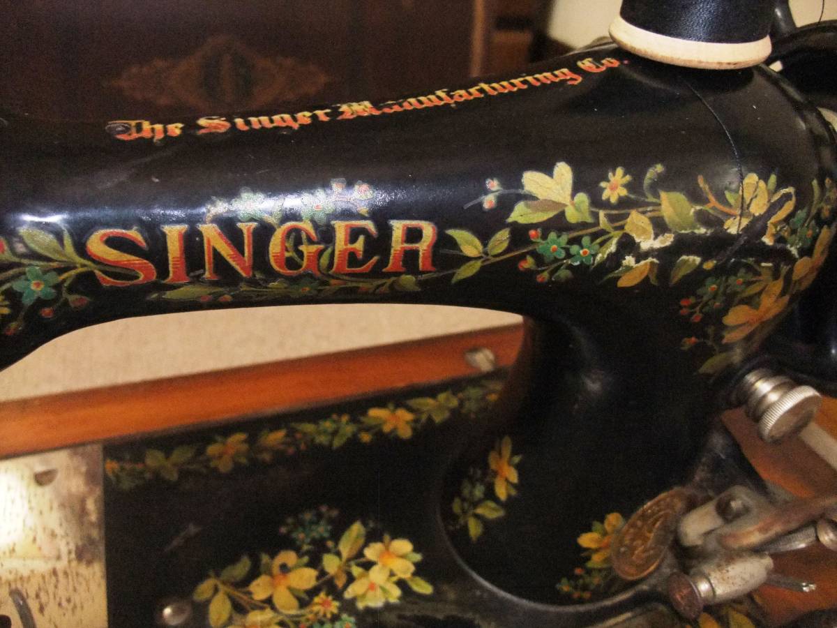ミシン　花柄のシンガー　1907年製造　アンティーク_画像3
