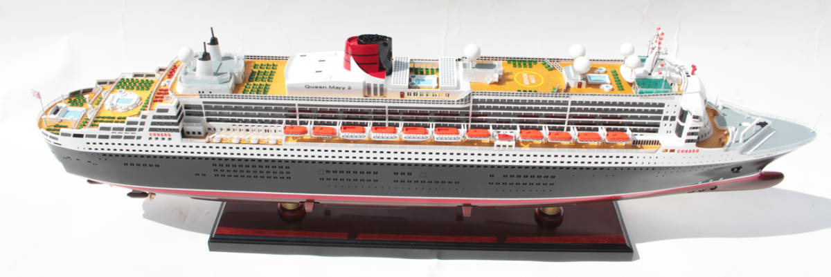 * new goods special price precise class * gorgeous gorgeous passenger boat QUEEN MARYⅡ 70cmL wooden handmade final product ( our shop original goods )