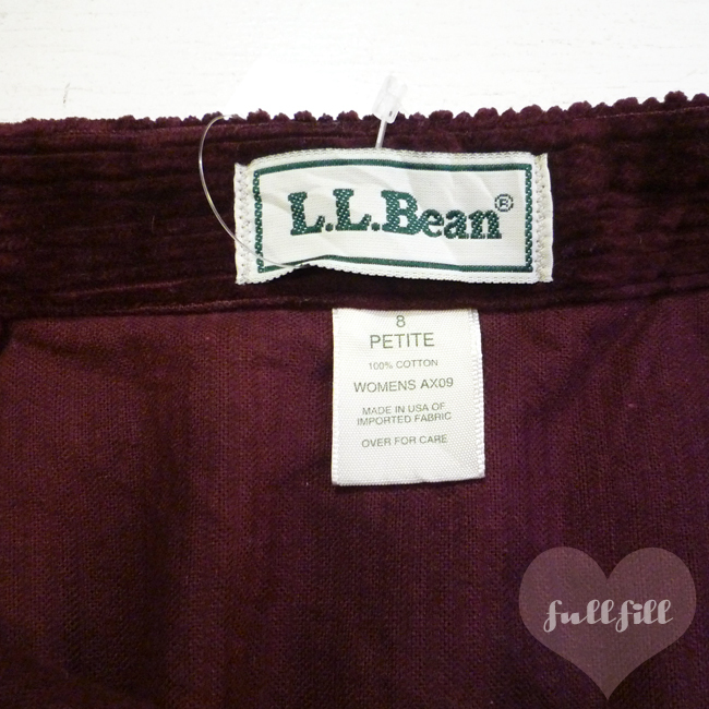 古着 スカート LLBean エルエルビーン USA製 アメリカ古着 コーデュロイ 紫 パープル ラップスカート 巻きスカート ロング丈 サイズ8 M _画像8