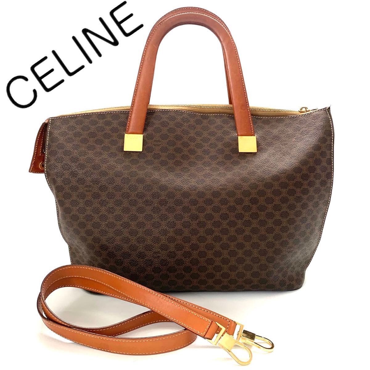 【送料無料】celine セリーヌ　2way マカダム柄　ショルダーバッグ ハンドバッグ　鞄　カバン　斜め掛け　PVC レザー　ヴィンテージ_画像1