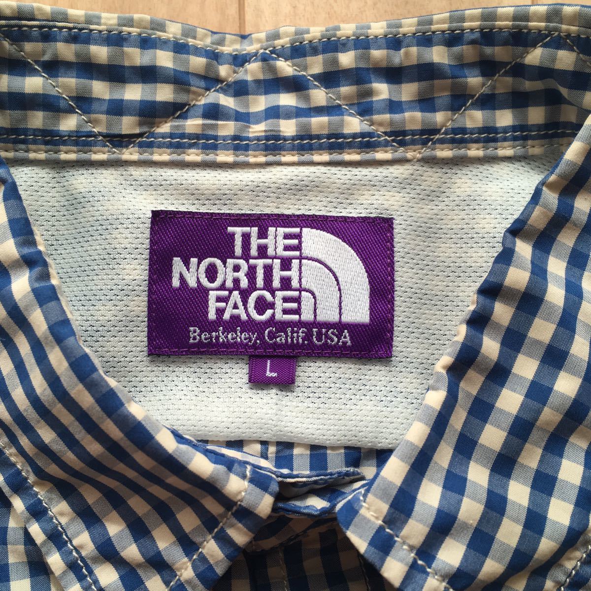 NORTH FACE PURPLE LABEL NT3806N Cotton Polyester Broad Check Big Shirt L ブルー ギンガムチェック 限定 新品同様 パープルレーベル