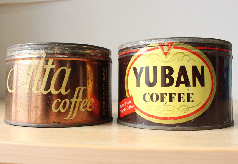 【即決】2個セット アメリカヴィンテージ コーヒー缶 ティン缶 YUBAN COFFEE / Alta Coffee_画像1