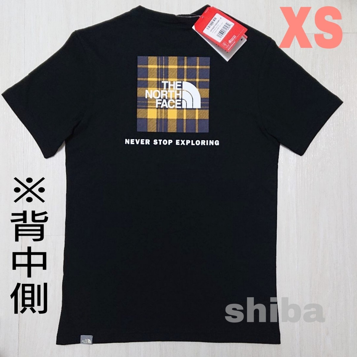 THE NORTH FACE ノースフェイス tシャツ 半袖 トップス 海外限定 ブラック 黒 レッドボックス チェック 海外XS