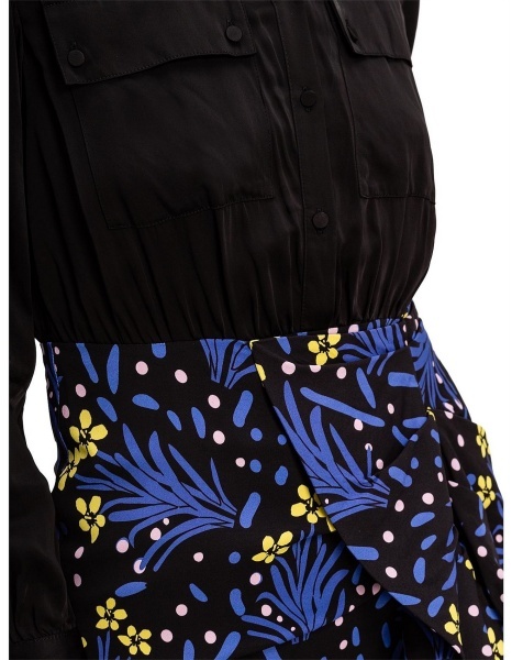 セルフポートレイト Self-Portrait シャツ ワンピース 黒 / ネイビー 花柄 US4 UK8 サイズ M 未使用品 Wildflower Printed Shirt Dress