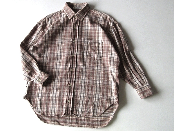 INDIVIDUALIZED SHIRTS インディビジュアライズドシャツ コットン ワイド チェックフランネルシャツ 14 ブラウンベージュ USA製 国内正規品_画像2