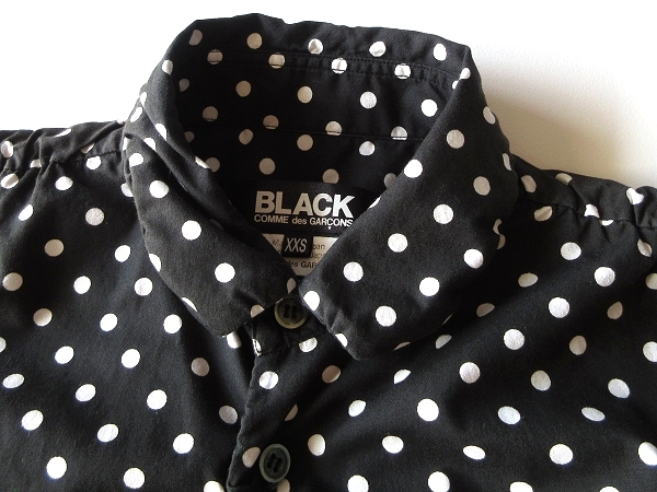 ネコポス対応 BLACK COMME des GARCONS ブラックコムデギャルソン 2013AW シャーリング/パッカリング ドットシャツ XXS 黒白 tricot トリコ_画像4